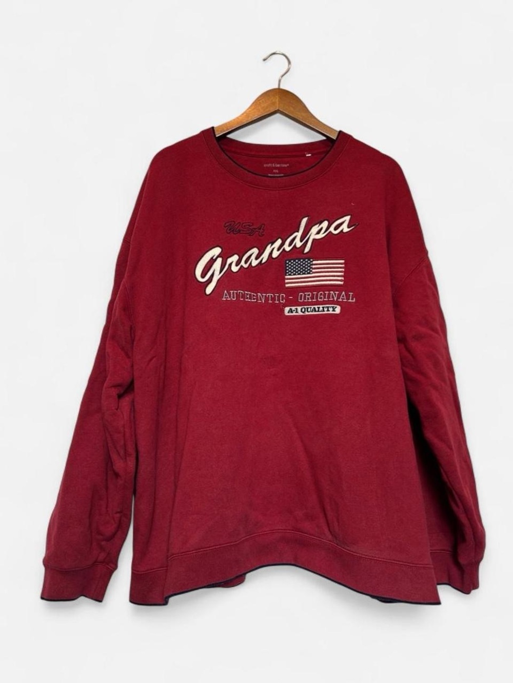 90s Grandpa Graphic Crewneck Sweater - Burgundy